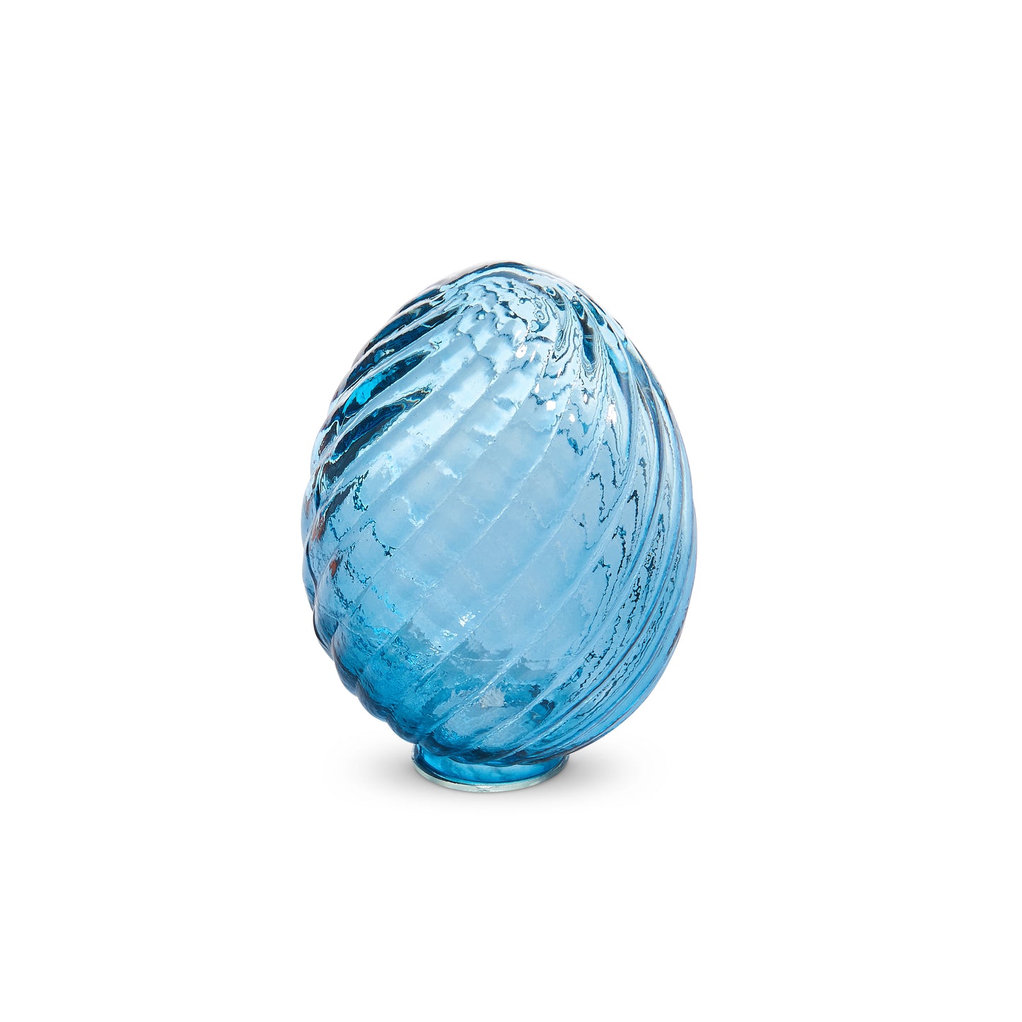 Blue Swirl Patterned Glass Egg