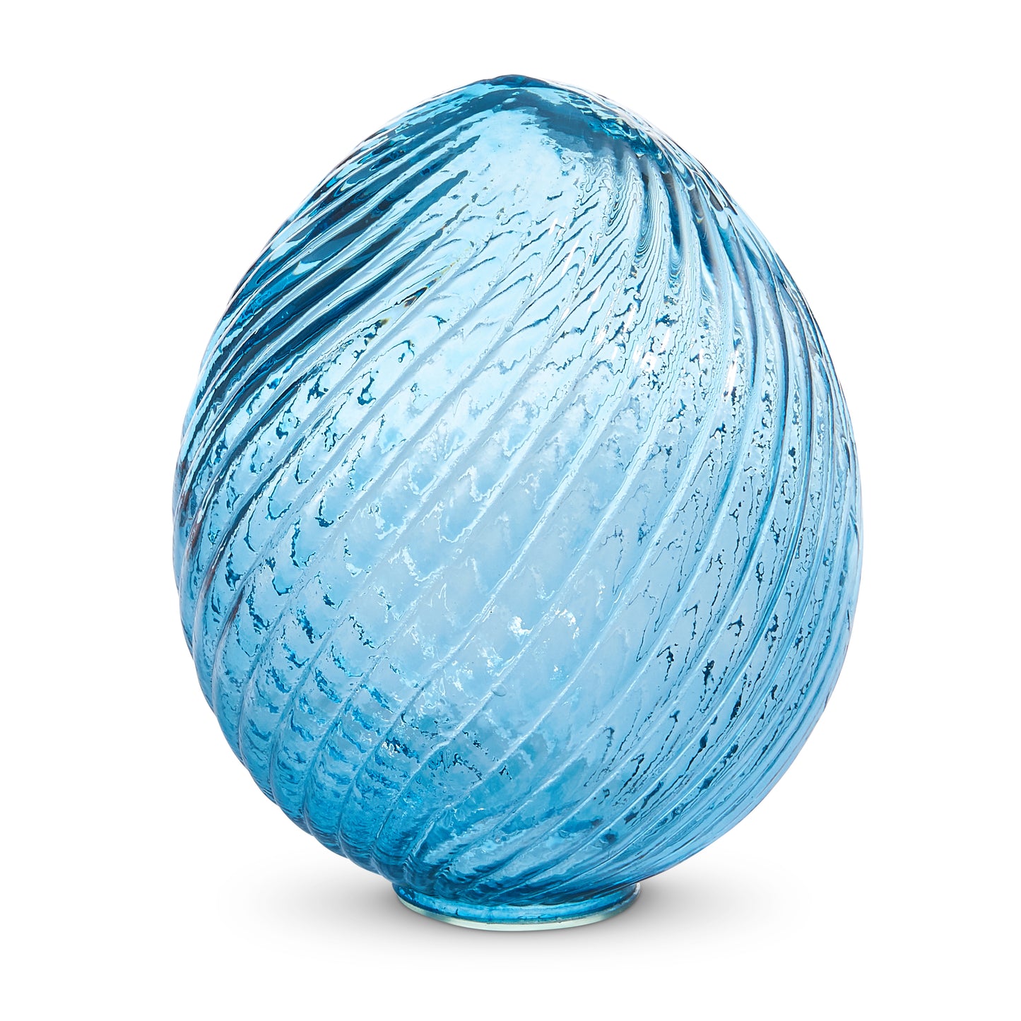 Blue Swirl Patterned Glass Egg