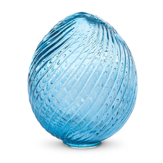 Blue Swirl Patterned Glass Egg