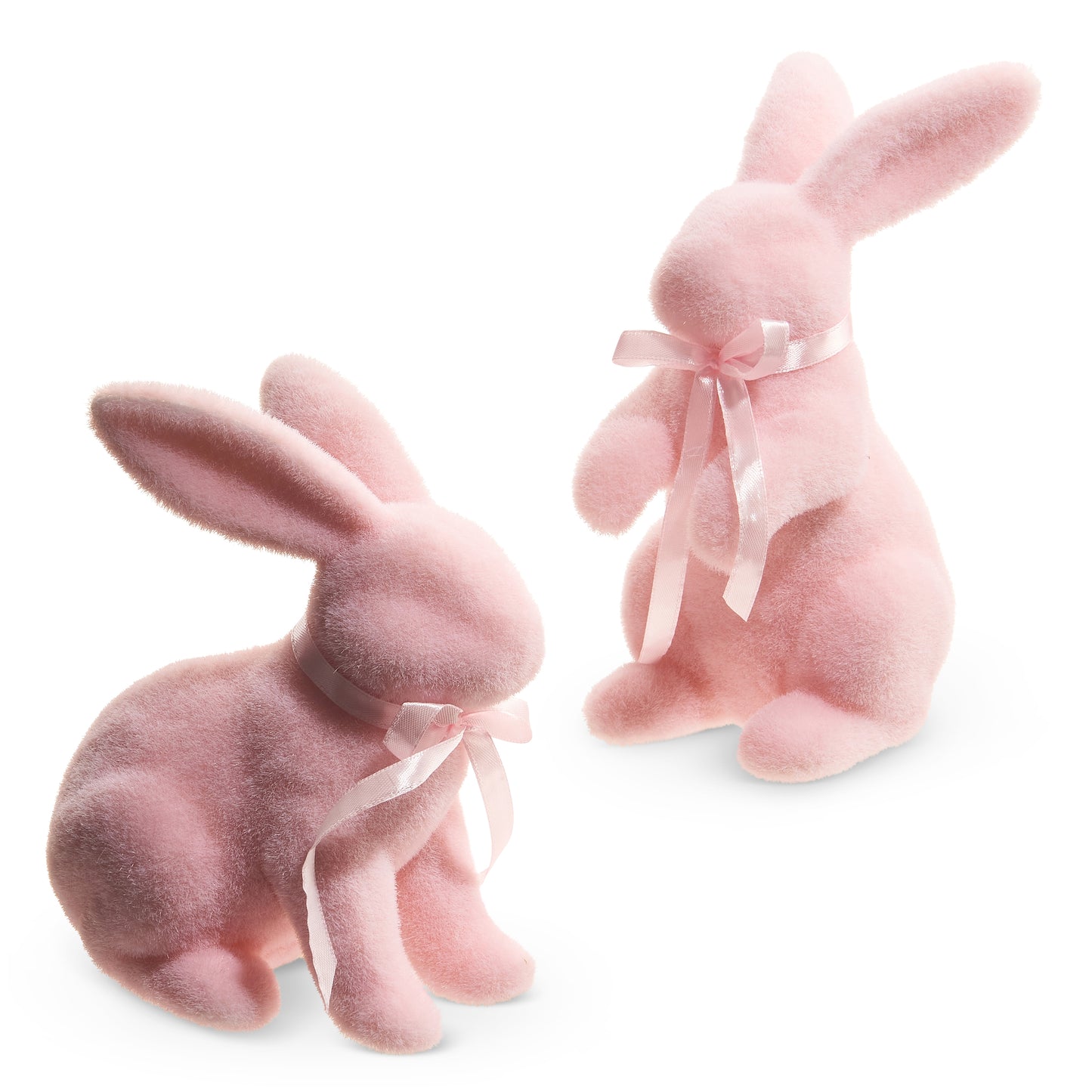 Adorable 8.75" Flocked Easter Bunnies Set - Perfect for Spring & Easter Home Decor