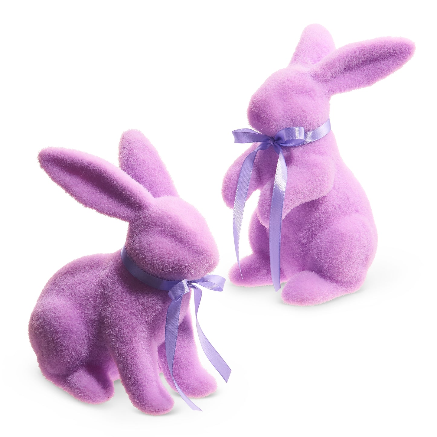 Adorable 8.75" Flocked Easter Bunnies Set - Perfect for Spring & Easter Home Decor