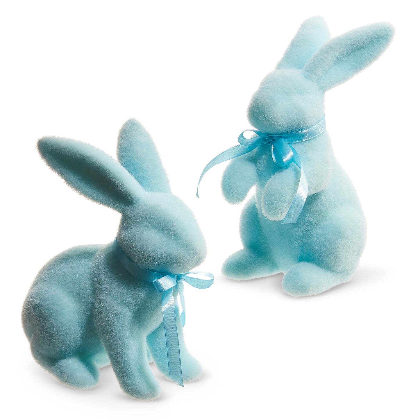 Adorable 8.75" Flocked Easter Bunnies Set - Perfect for Spring & Easter Home Decor