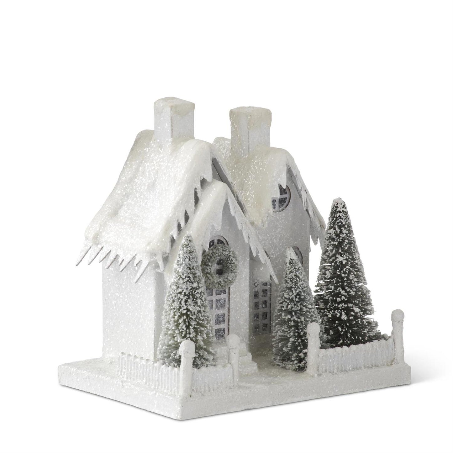 8.75" Snowy Glittered Lighted Christmas House – Battery Operated Etsy Description