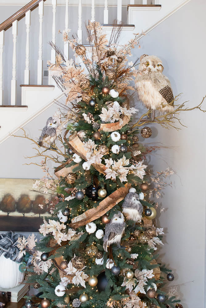 21.5" Winter Chalet Feather Owl