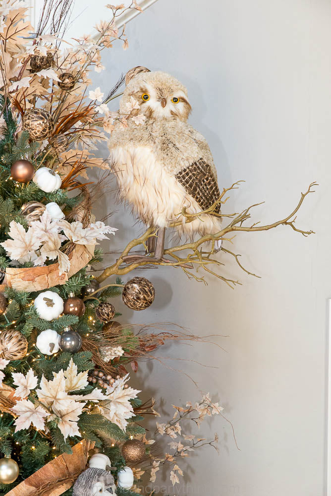 21.5" Winter Chalet Feather Owl