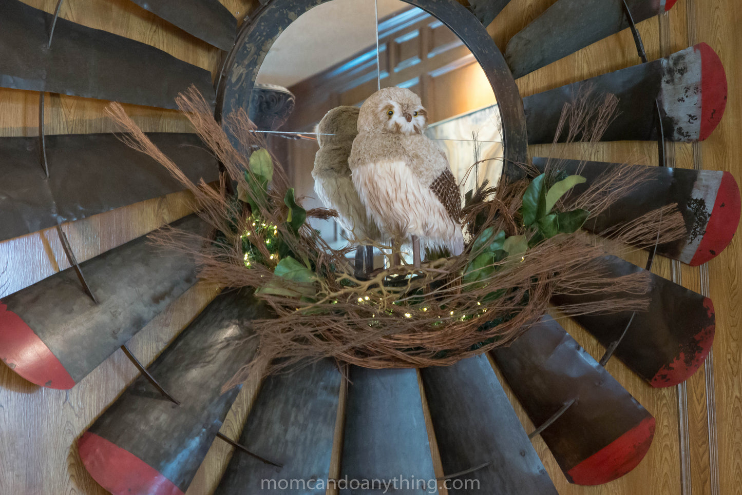 21.5" Winter Chalet Feather Owl
