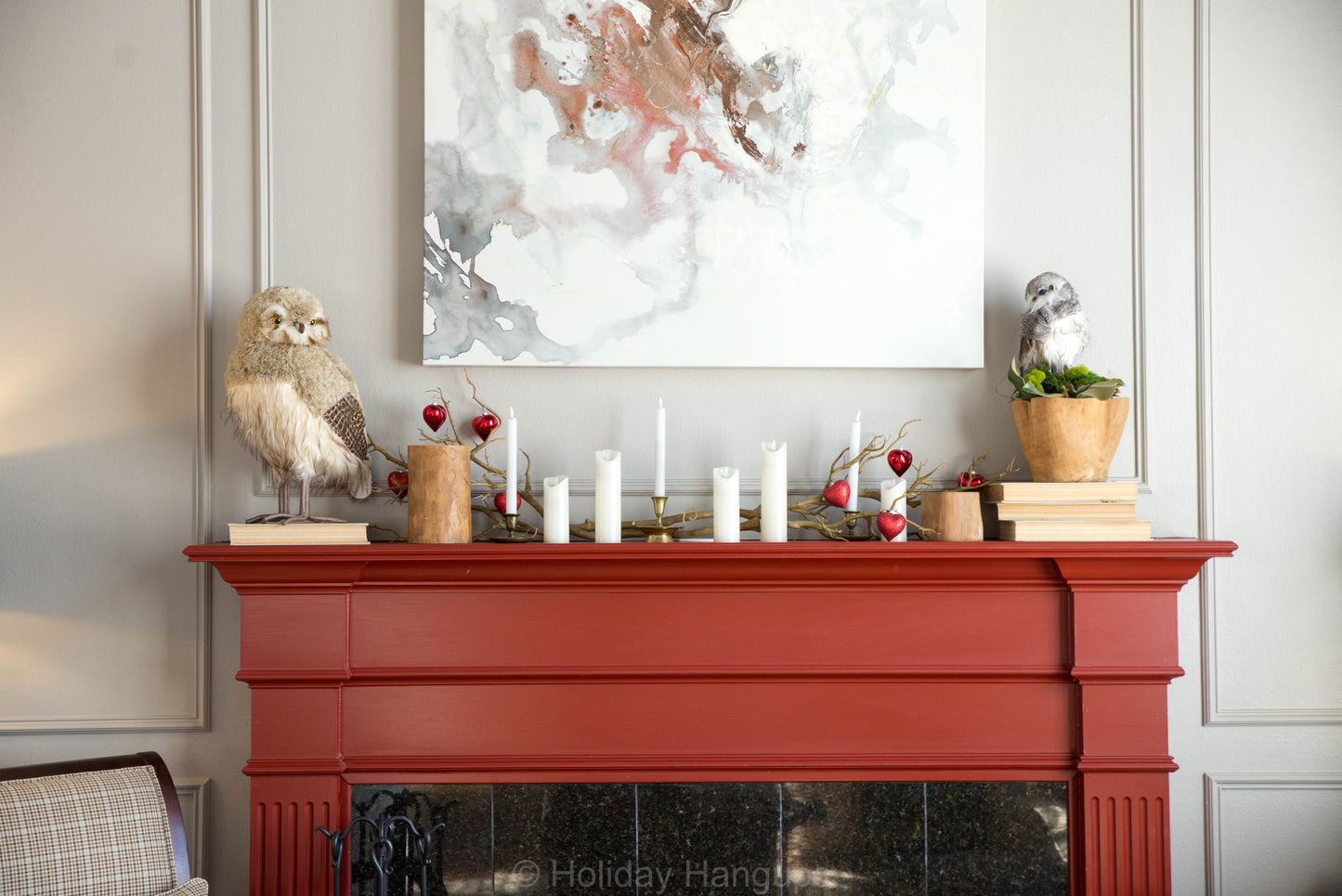 21.5" Winter Chalet Feather Owl