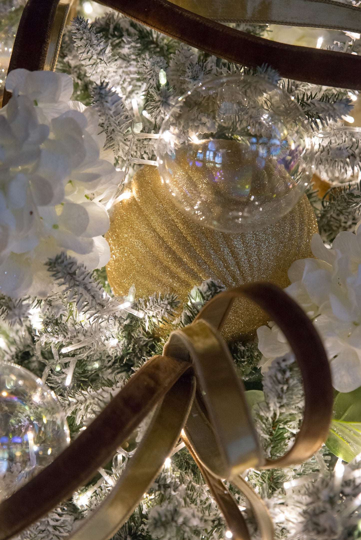 8 Inch Shatterproof Gold Pleated Glitter Finish Designer Ball Ornament, Pre-Wired for Christmas Decorating