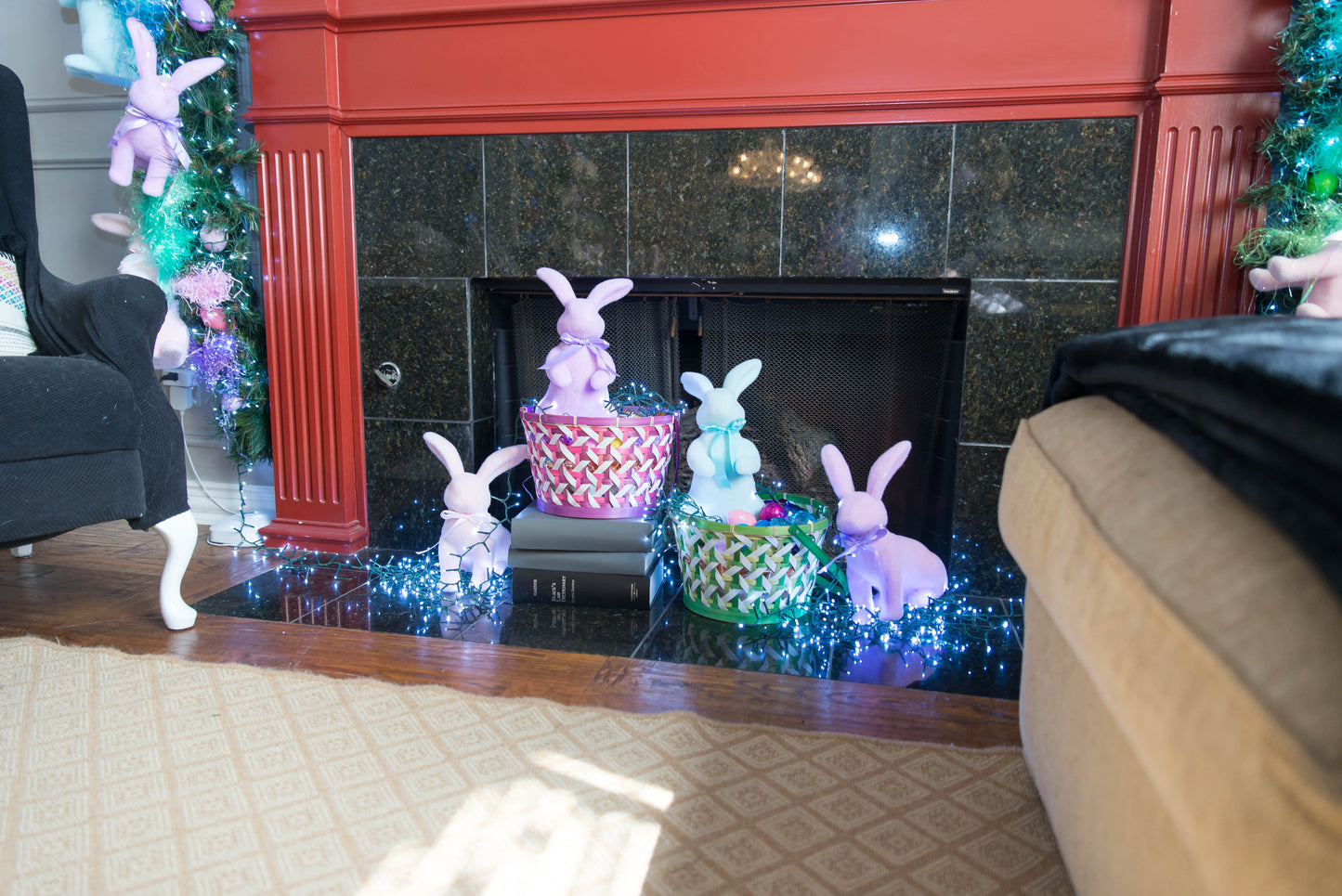 Adorable 16" Flocked Easter Bunnies Set - Perfect for Spring & Easter Home Decor