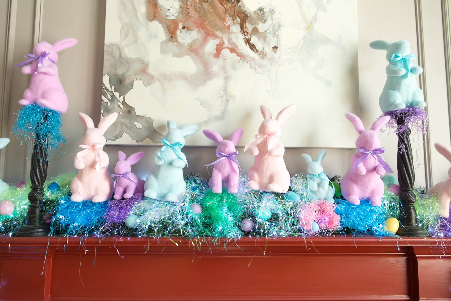Adorable 16" Flocked Easter Bunnies Set - Perfect for Spring & Easter Home Decor