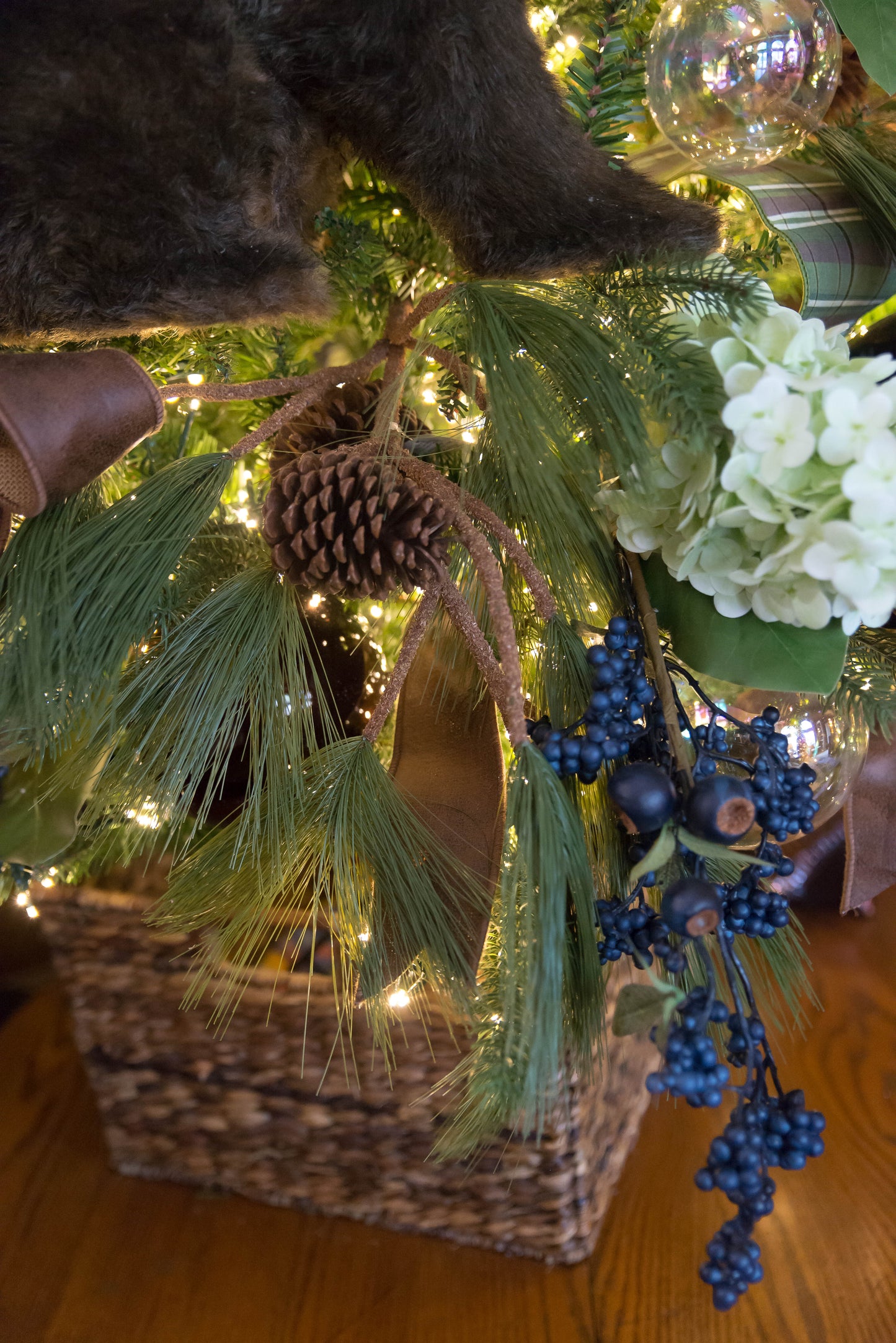24" Blue Berry & Pod Spray | Blue Christmas Tree Pick | Winter Holiday Decor