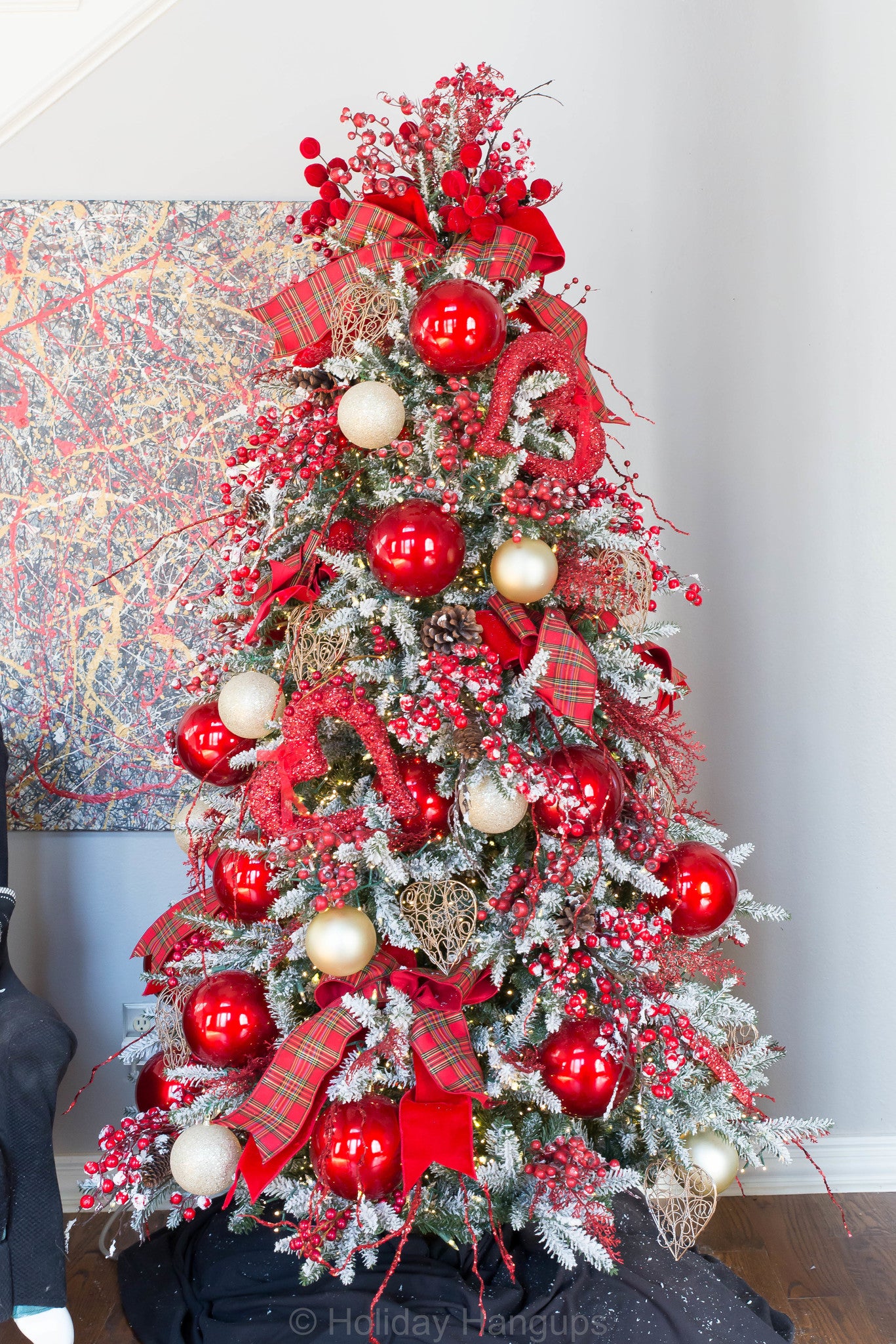 Valentine Christmas tree, Valentine decor ideas, Valentine tree, red ball ornaments, red plaid ribbon