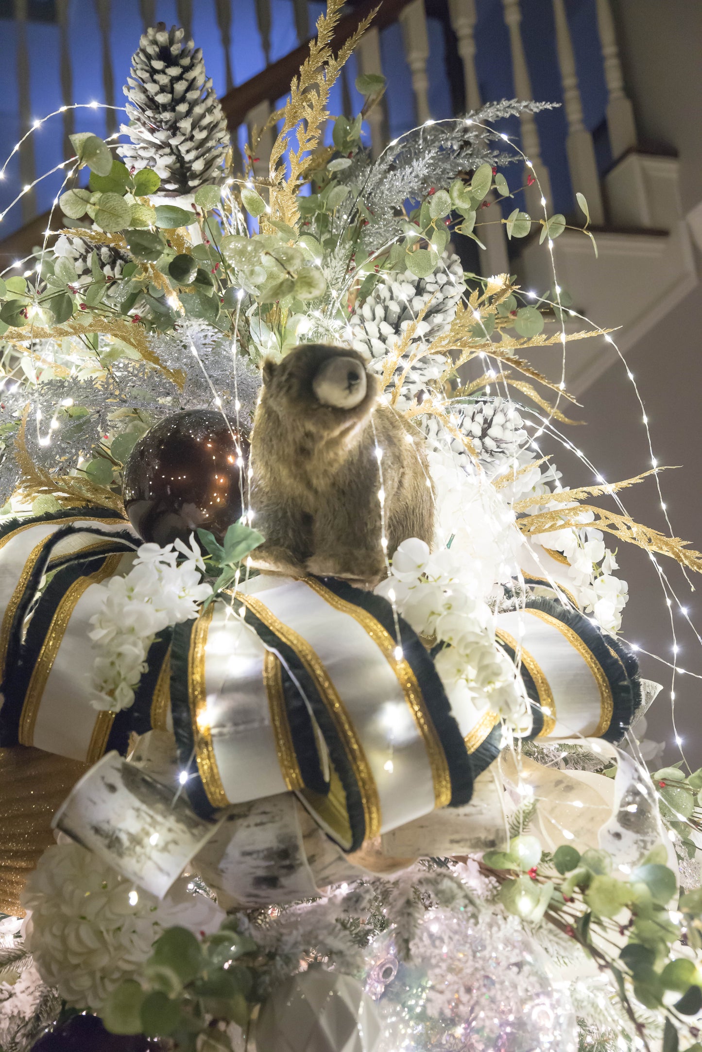 59.5" Silver Cascading Lighted Branch