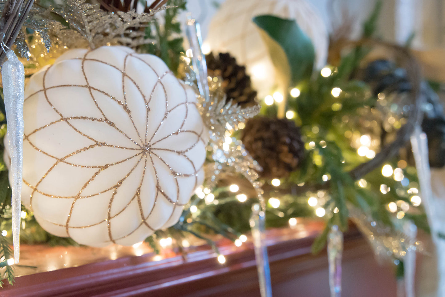 6" Ivory Velvet Ornament