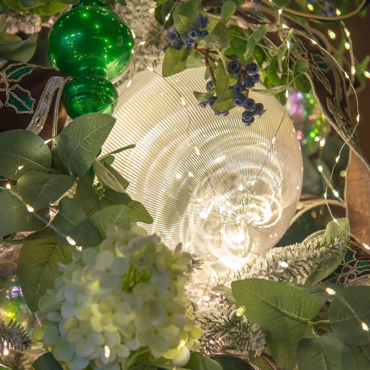 10" Lighted LED Borealis Ball | Warm White Christmas Tree Light
