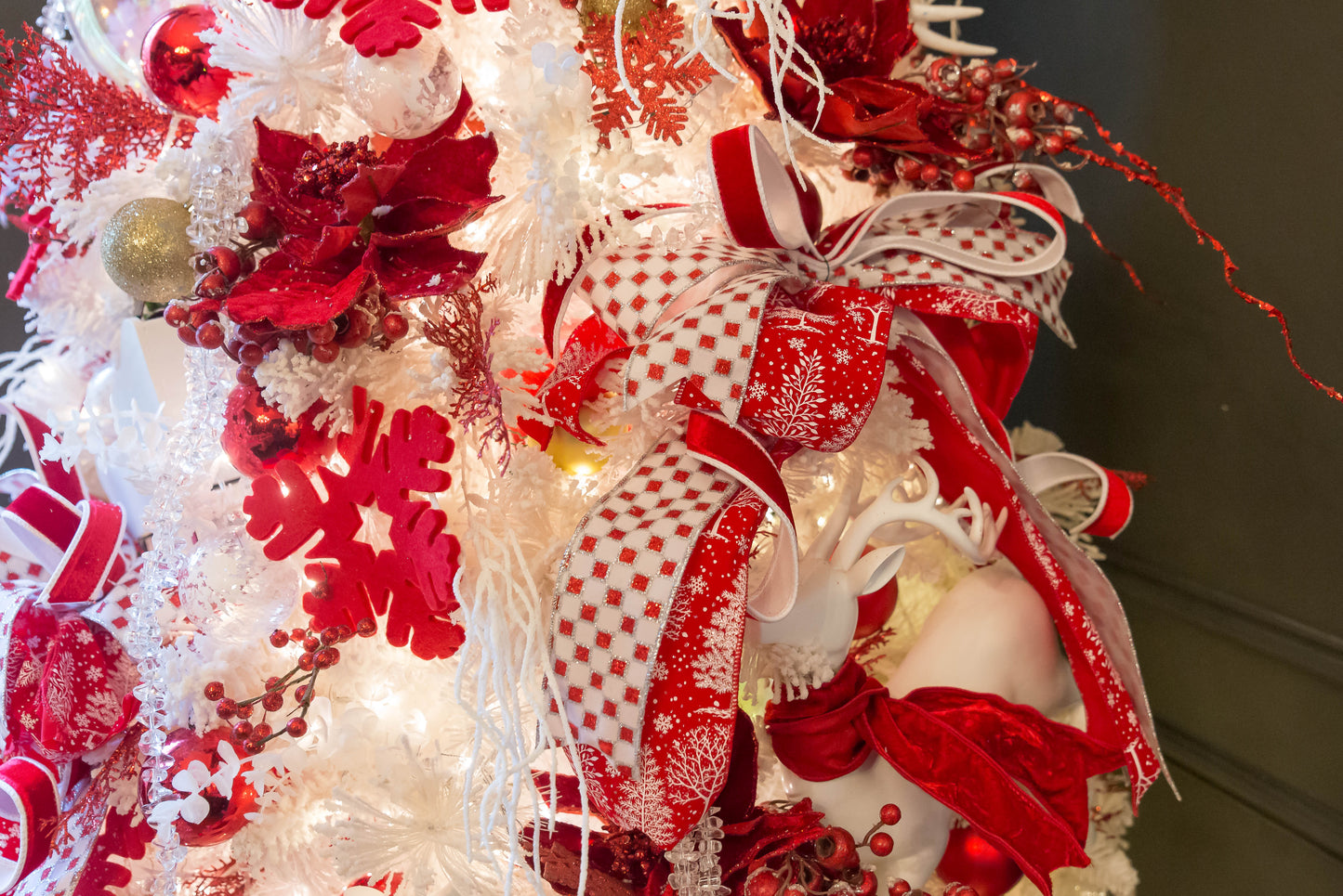 Red and White Frame Checks WIRED Designer Ribbon, 2.5 Inch by 10 Yards