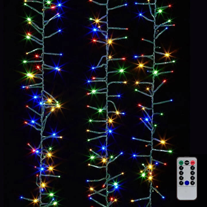 RAZ 19.6' Connectable Multicolor Cluster Garland – 600 Lights with Remote