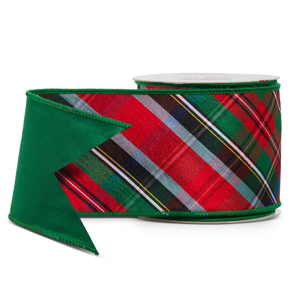 Tartan Plaid Wired Ribbon – 4 Inches by 10 Yards