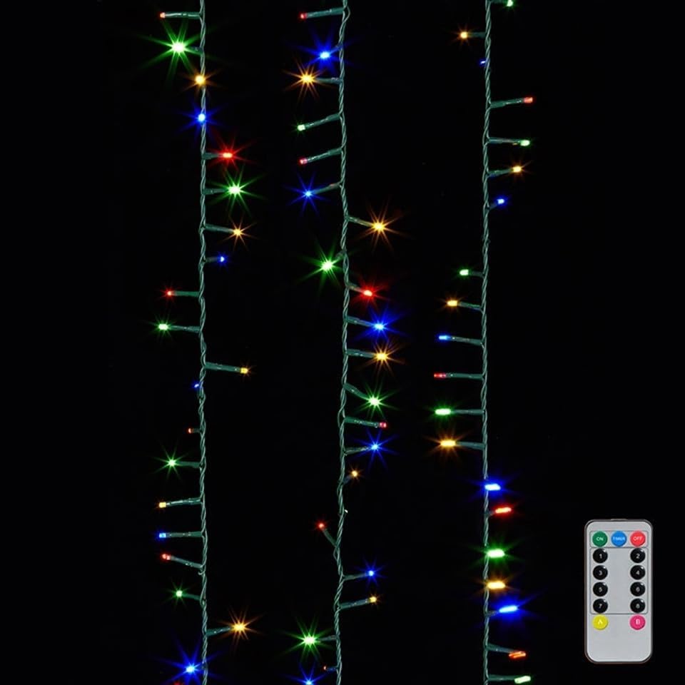 73.8' Snake Light Garland w/ 1,000 Multi-Color LED Lights on Green Wire
