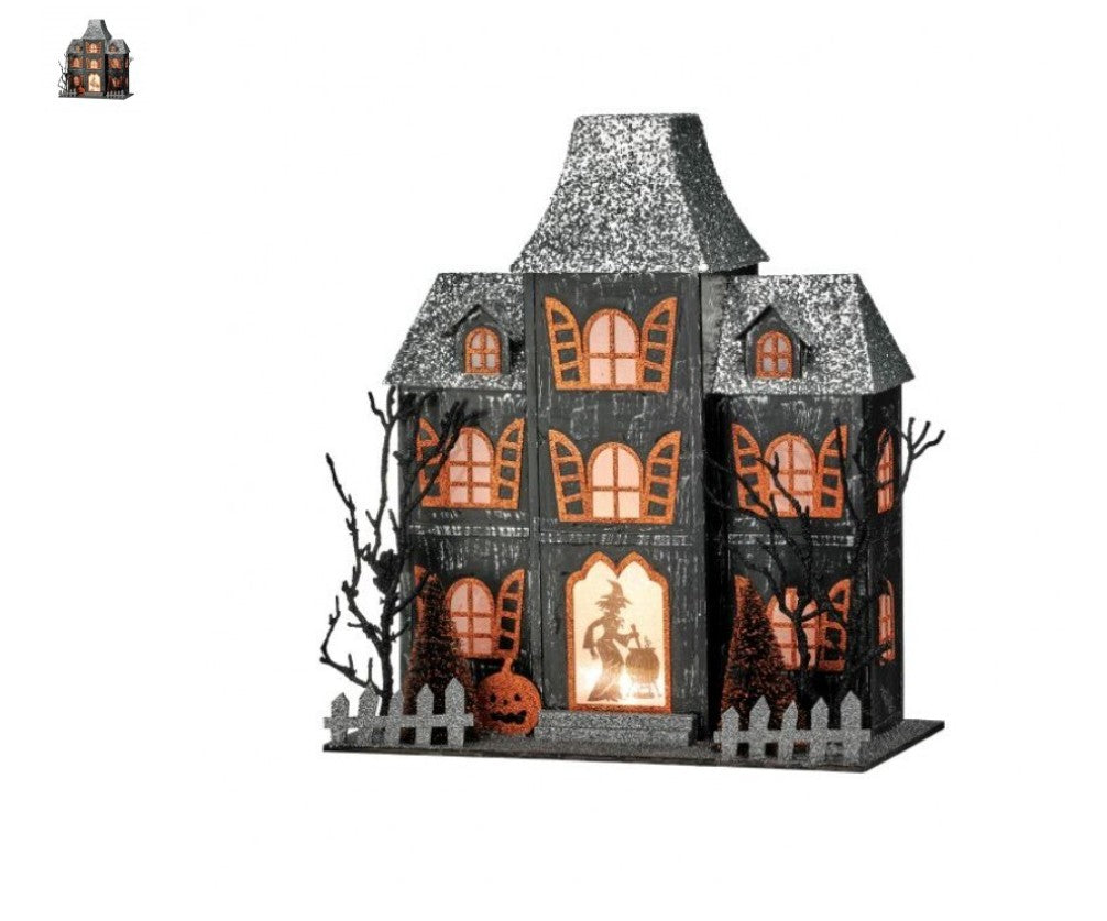 14.5" LED Lighted Witch's House – Battery Operated Halloween Decor