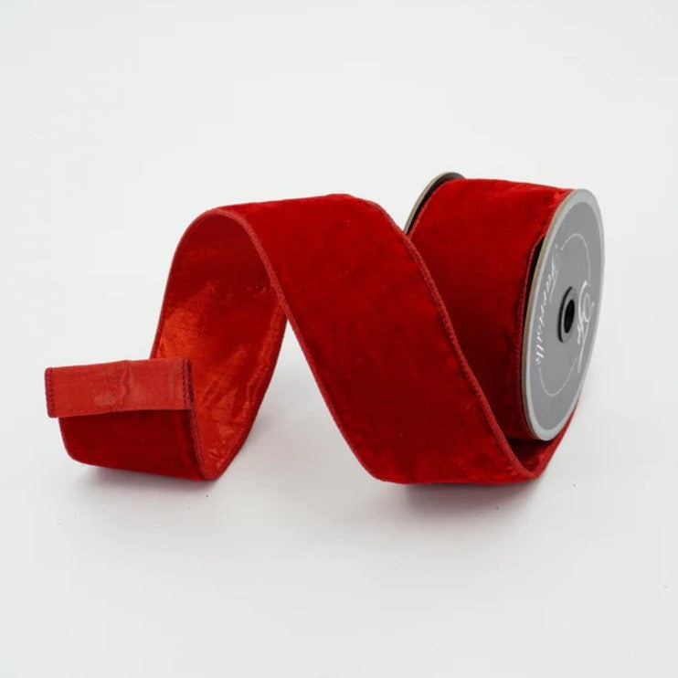 Red Velvet WIRED Designer Ribbon, 2.5 Inch by 10 yards – Holiday