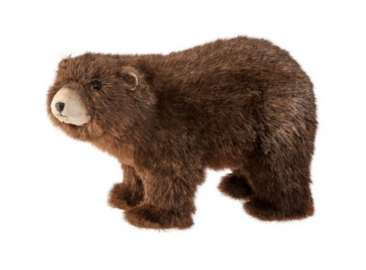 12" Stuffed Standing Faux Fur Brown Bear