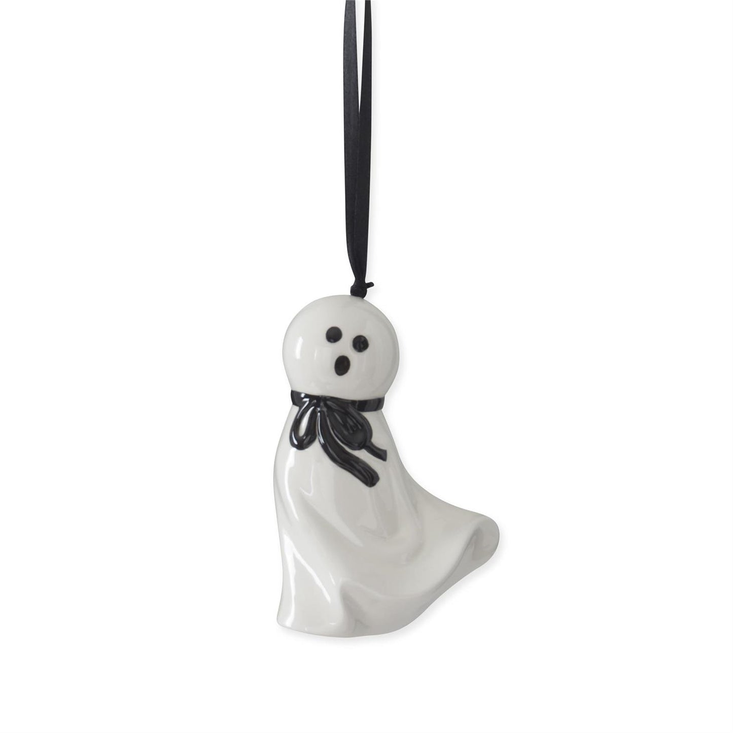Ceramic Ghost Ornaments - Set of 3 Cute Halloween Ghosts | Halloween Tree Ornaments and Figurines