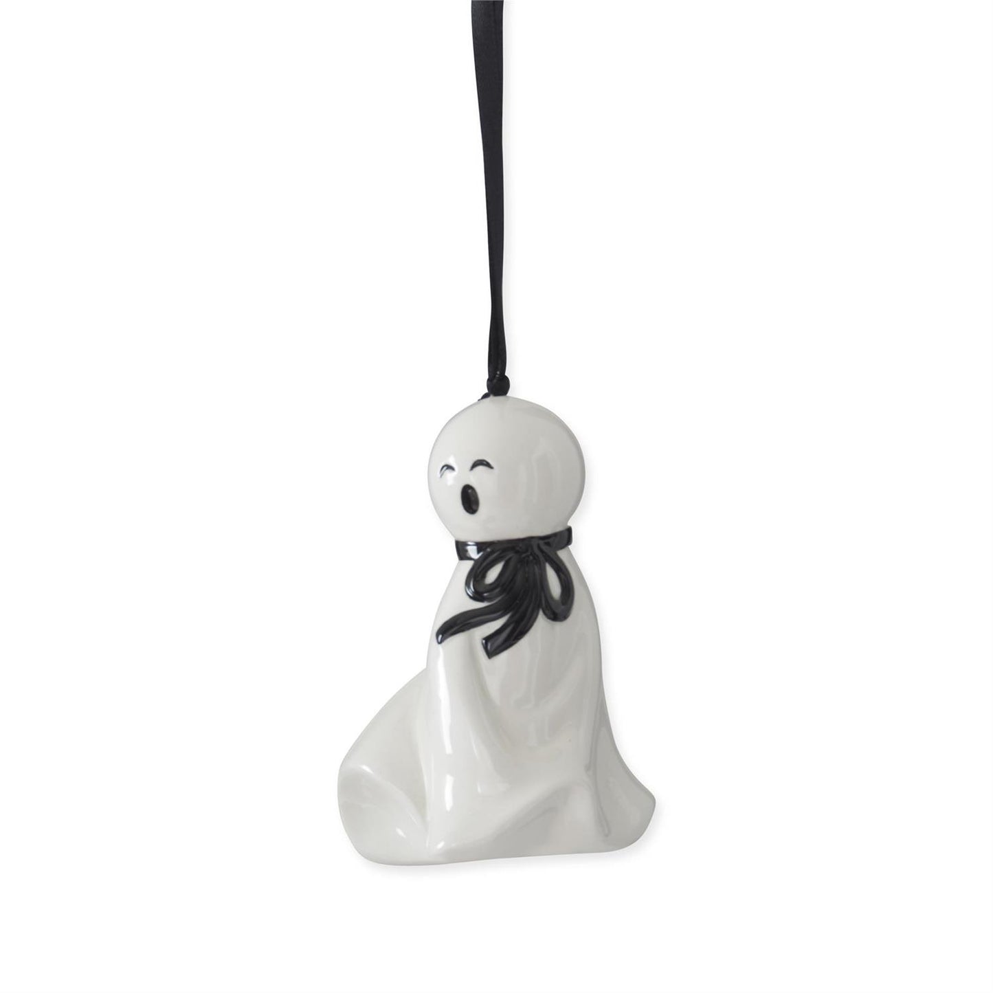 Ceramic Ghost Ornaments - Set of 3 Cute Halloween Ghosts | Halloween Tree Ornaments and Figurines