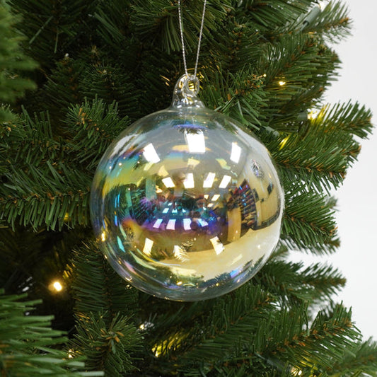 5" Iridescent Glass Bubble Ornament, 4 PACK