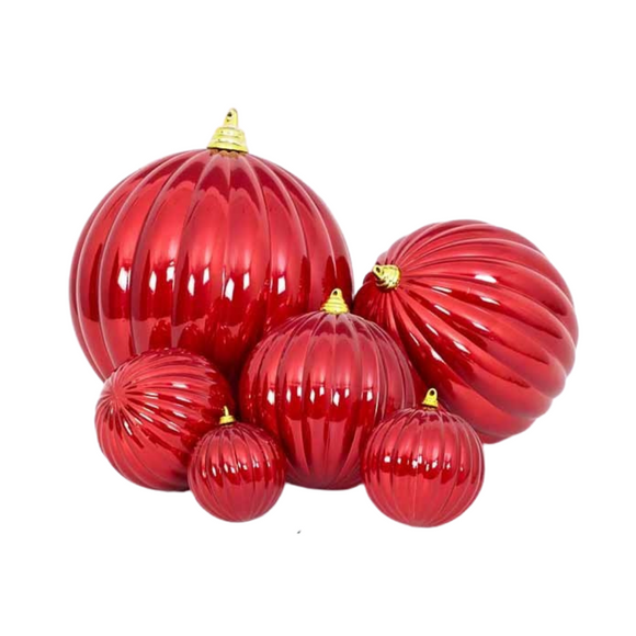 8" Red Candy Aople Pleated Ornament