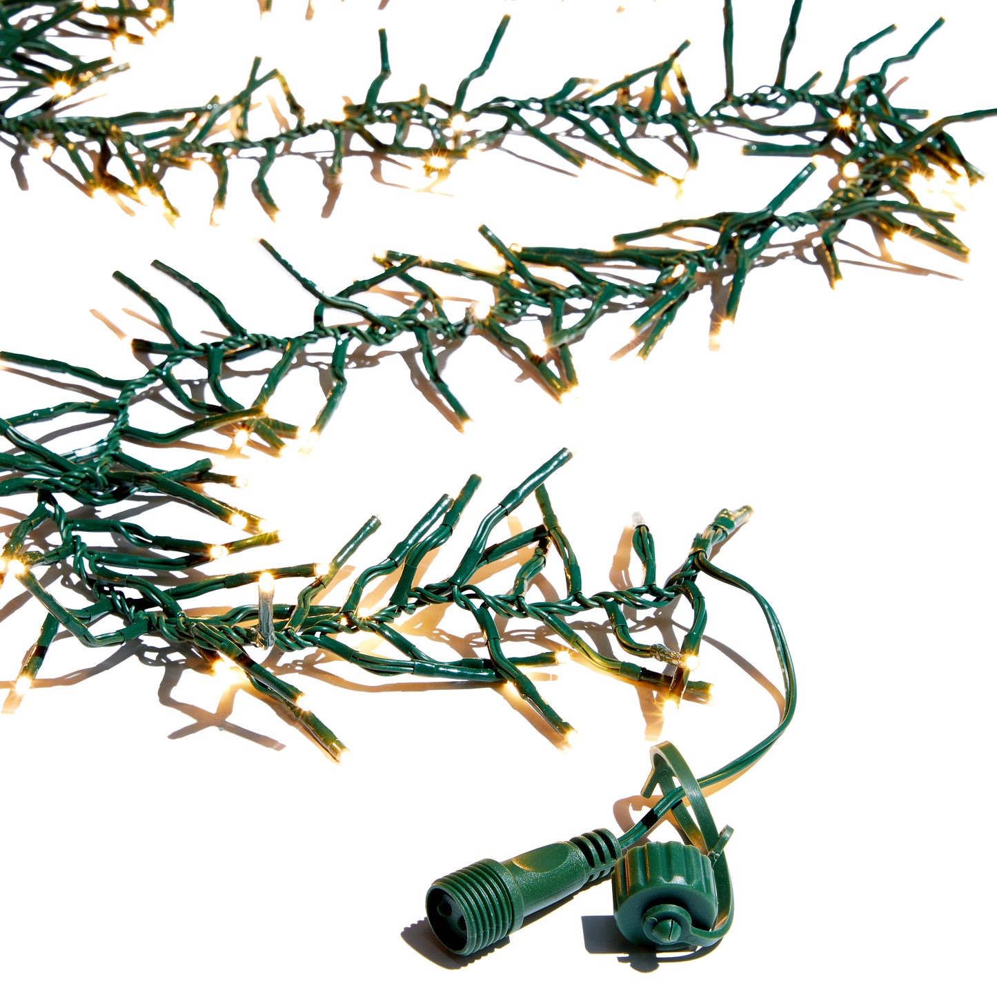 49.5' Connectable CLUSTER Light Garland w/ 1,500 Warm White LED Lights on Green Wire