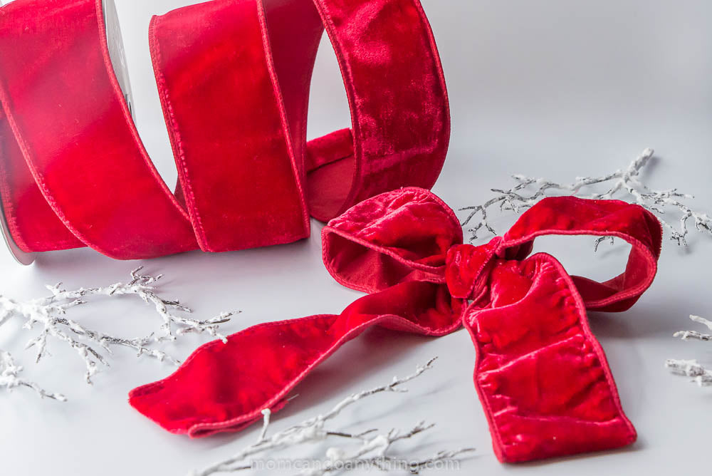 Red Farrisilk velvet wired ribbon - 2.5”