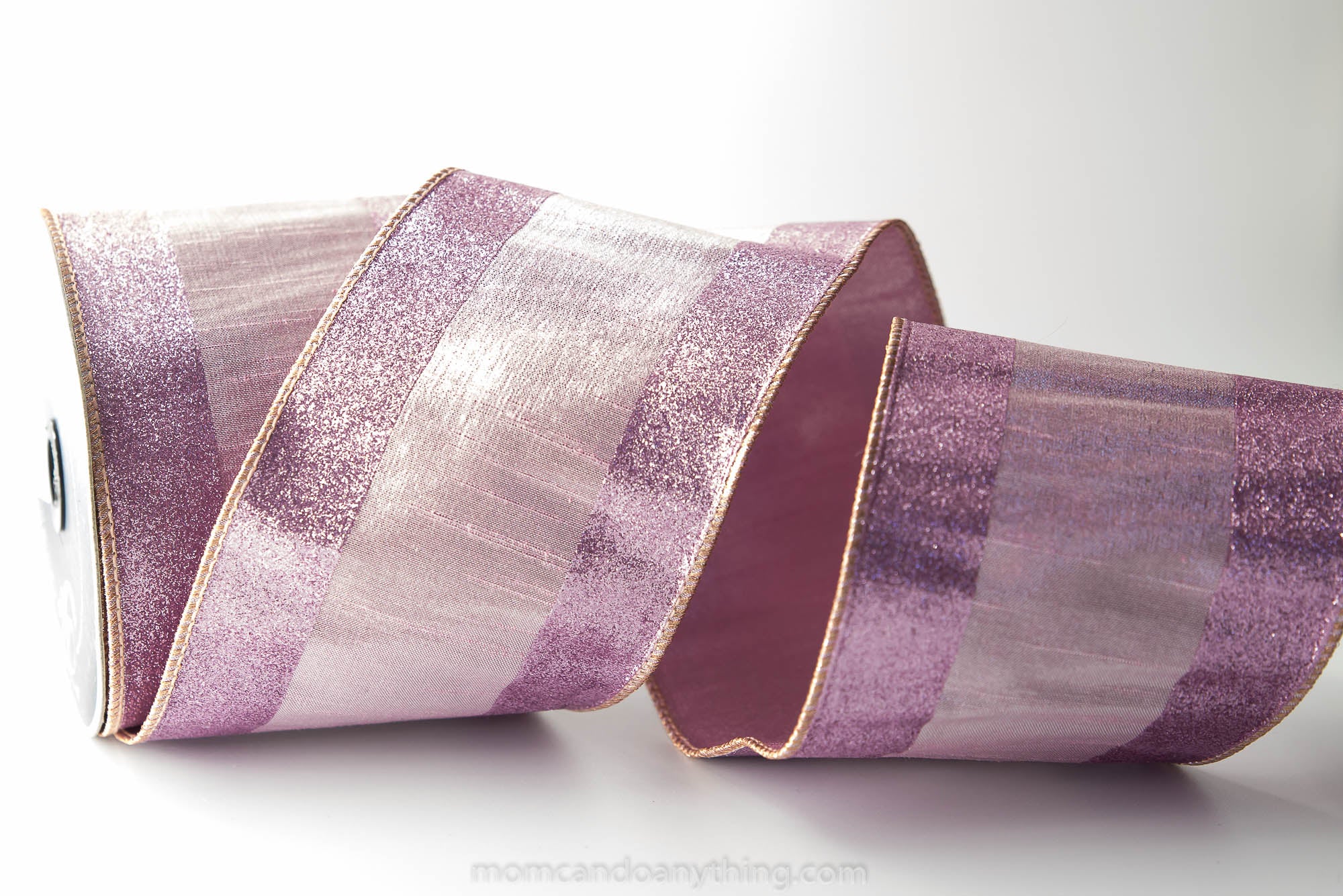 Luxury High Quality discount Ribbon, Designer Ribbon, Holiday, Pink and Sliver Velvet Ribbon, 4