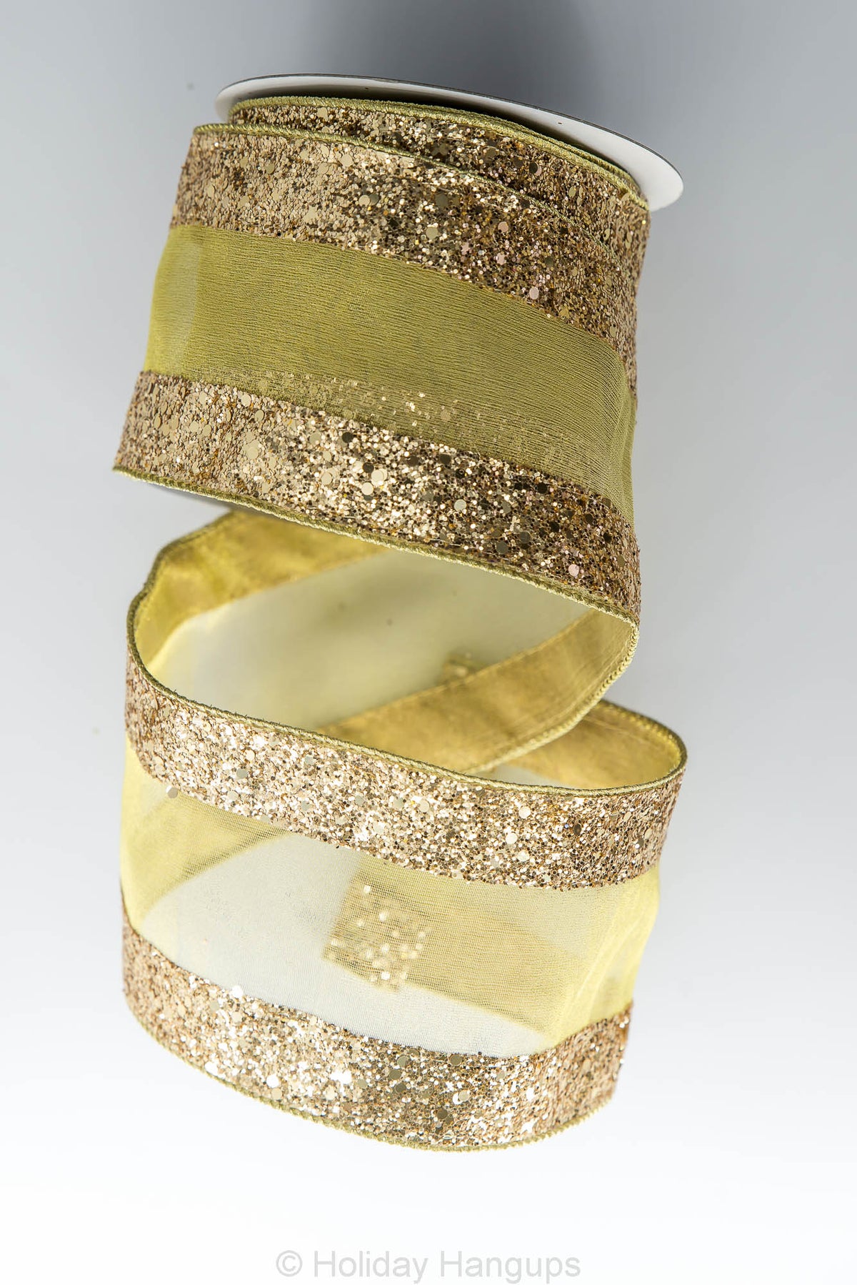 Gold Designer Ribbon Gold Chunky Glitter Borders WIRED Designer Ribbon, 4 Inch by 10 Yards ...