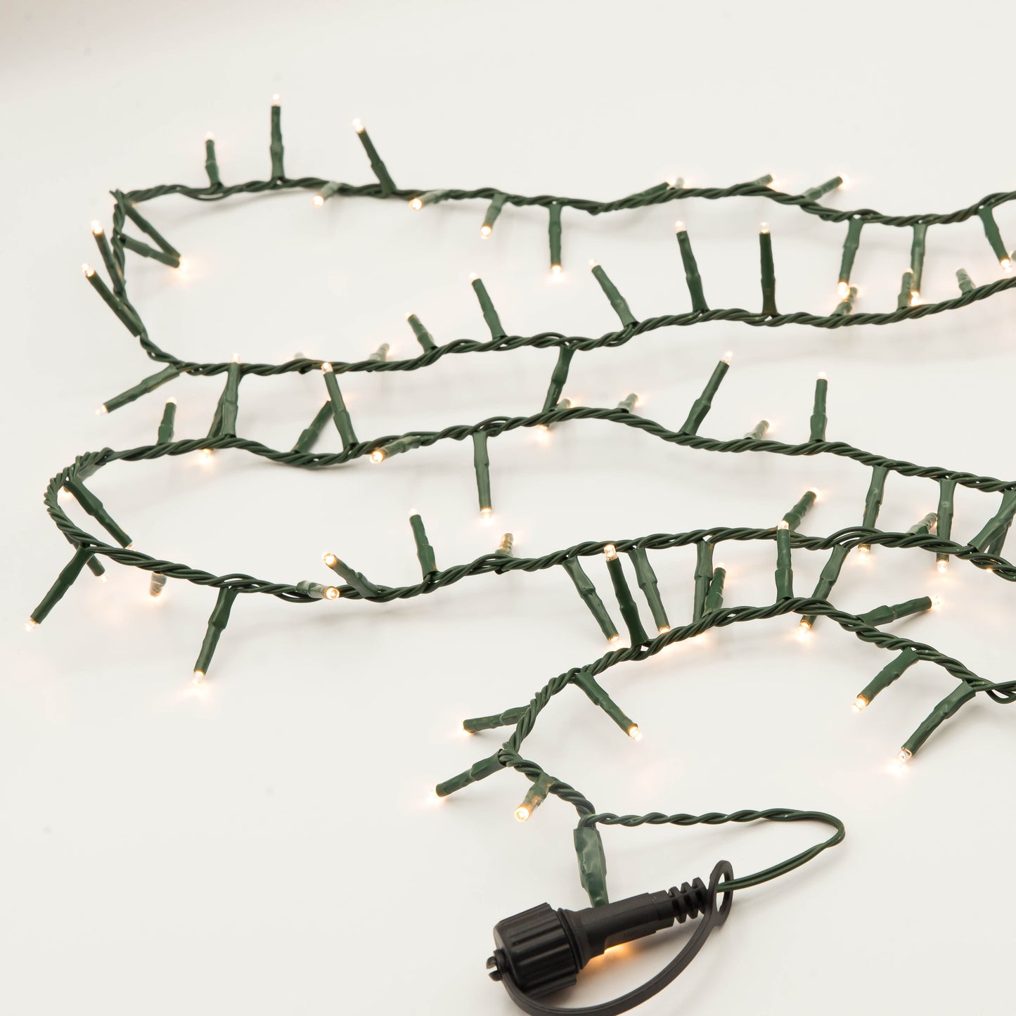 75' CONNECTABLE Snake Light Garland w/ 1,000 Warm White LED Lights on Green Wire