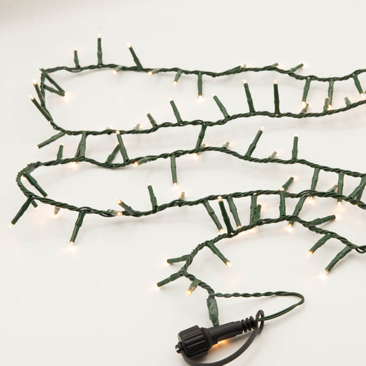 75' CONNECTABLE Snake Light Garland w/ 1,000 Warm White LED Lights on Green Wire