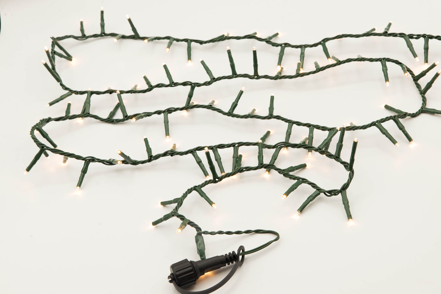 75' CONNECTABLE Snake Light Garland w/ 1,000 Warm White LED Lights on Green Wire