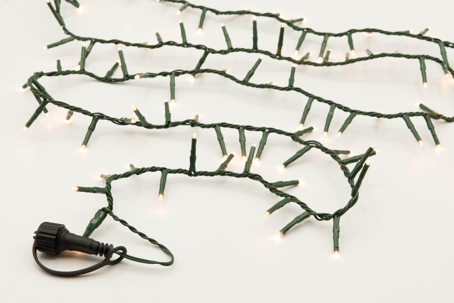 75' CONNECTABLE Snake Light Garland w/ 1,000 Warm White LED Lights on Green Wire