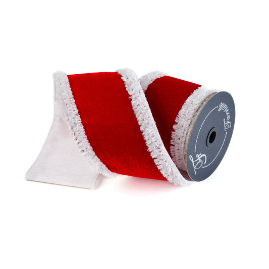 Santa Suit in Red and White Designer WIRED Ribbon by Farrisilk - 2.5 Inches by 10 Yards