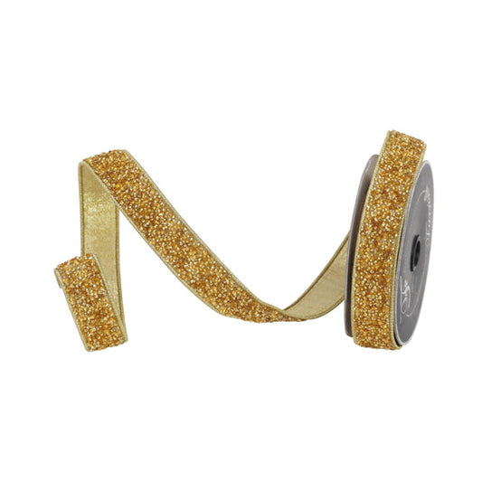 Sprinkles in Gold by Farrisilk Designer Wired Ribbon - 1 Inch by 10 Yards