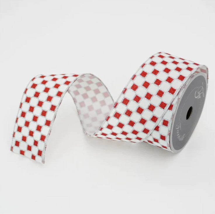 red and white ribbon, checked ribbon, red and white checks, Designer Christmas ribbon, wired ribbon, wired Christmas ribbon, Christmas tree ribbon, wide Christmas ribbon, 4 inch wired Christmas ribbon, luxury Christmas tree ribbon, wide wired Christmas ribbon, Christmas tree ribbon, wired Christmas tree ribbon, Christmas tree decorations