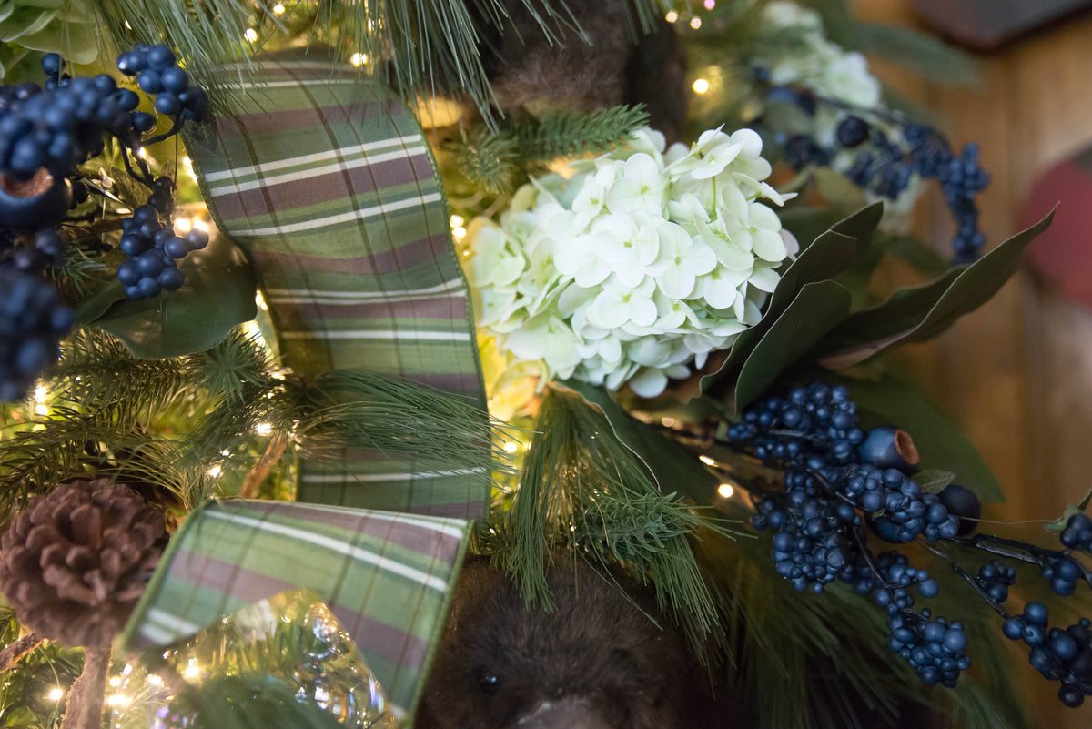 24" Blue Berry & Pod Spray | Blue Christmas Tree Pick | Winter Holiday Decor