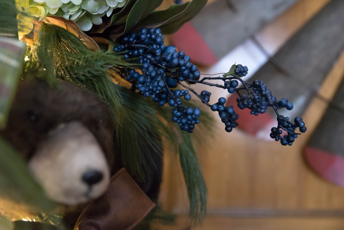 24" Blue Berry & Pod Spray | Blue Christmas Tree Pick | Winter Holiday Decor