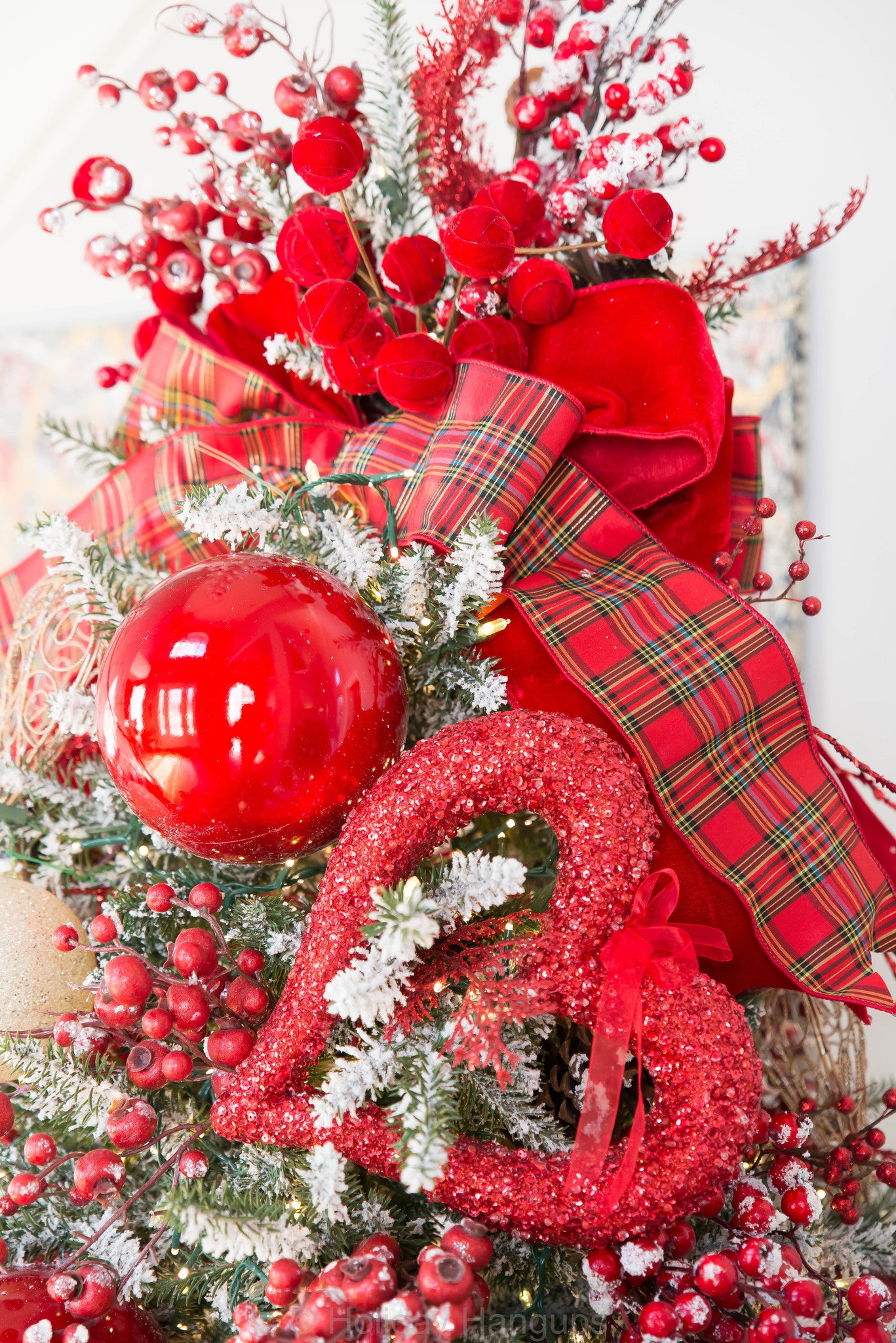 Valentine Christmas tree, Valentine decor ideas, Valentine tree, red ball ornaments, red plaid ribbon