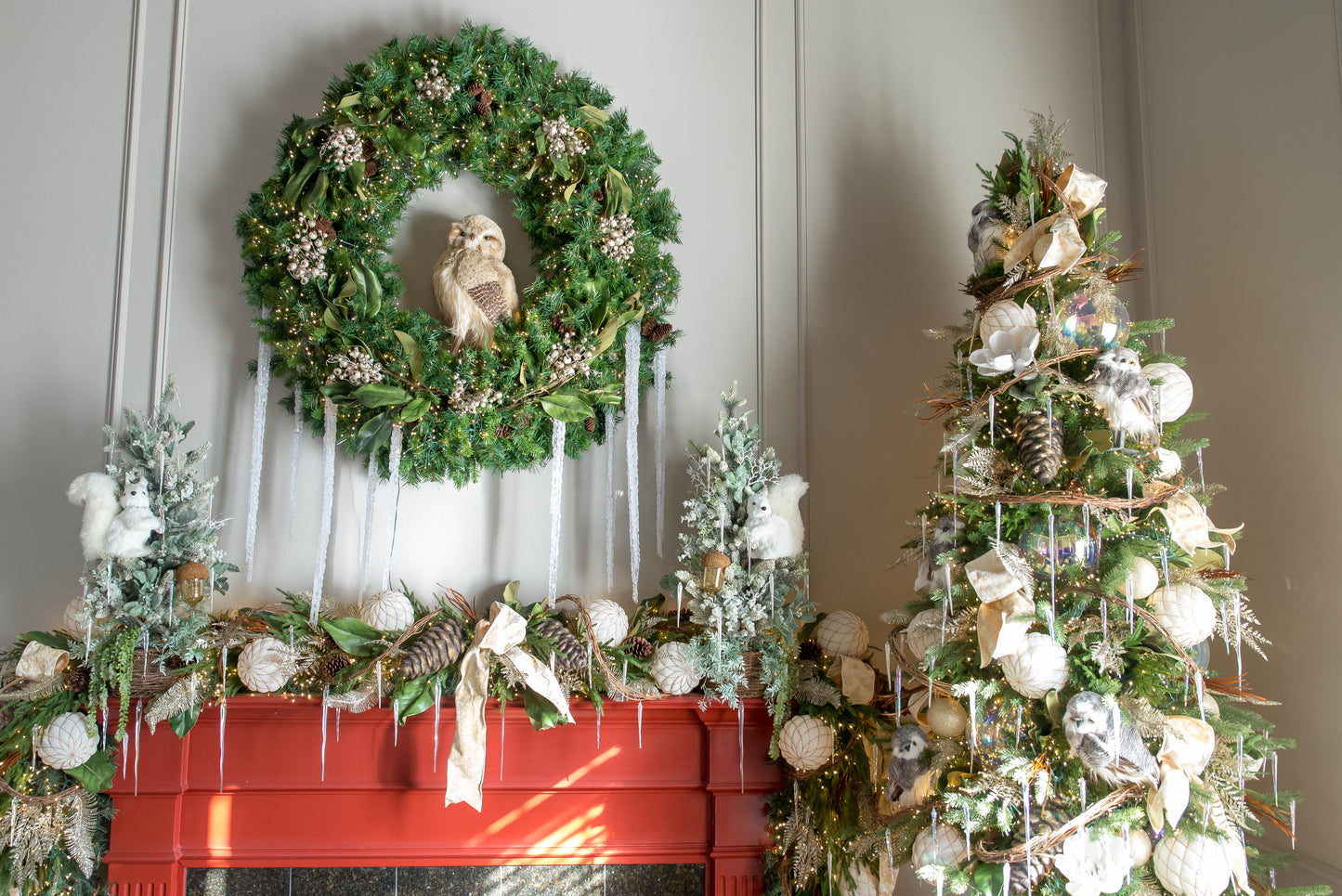 50' Connectable CLUSTER Light Garland w/ 1,500 Warm White LED Lights on Green Wire