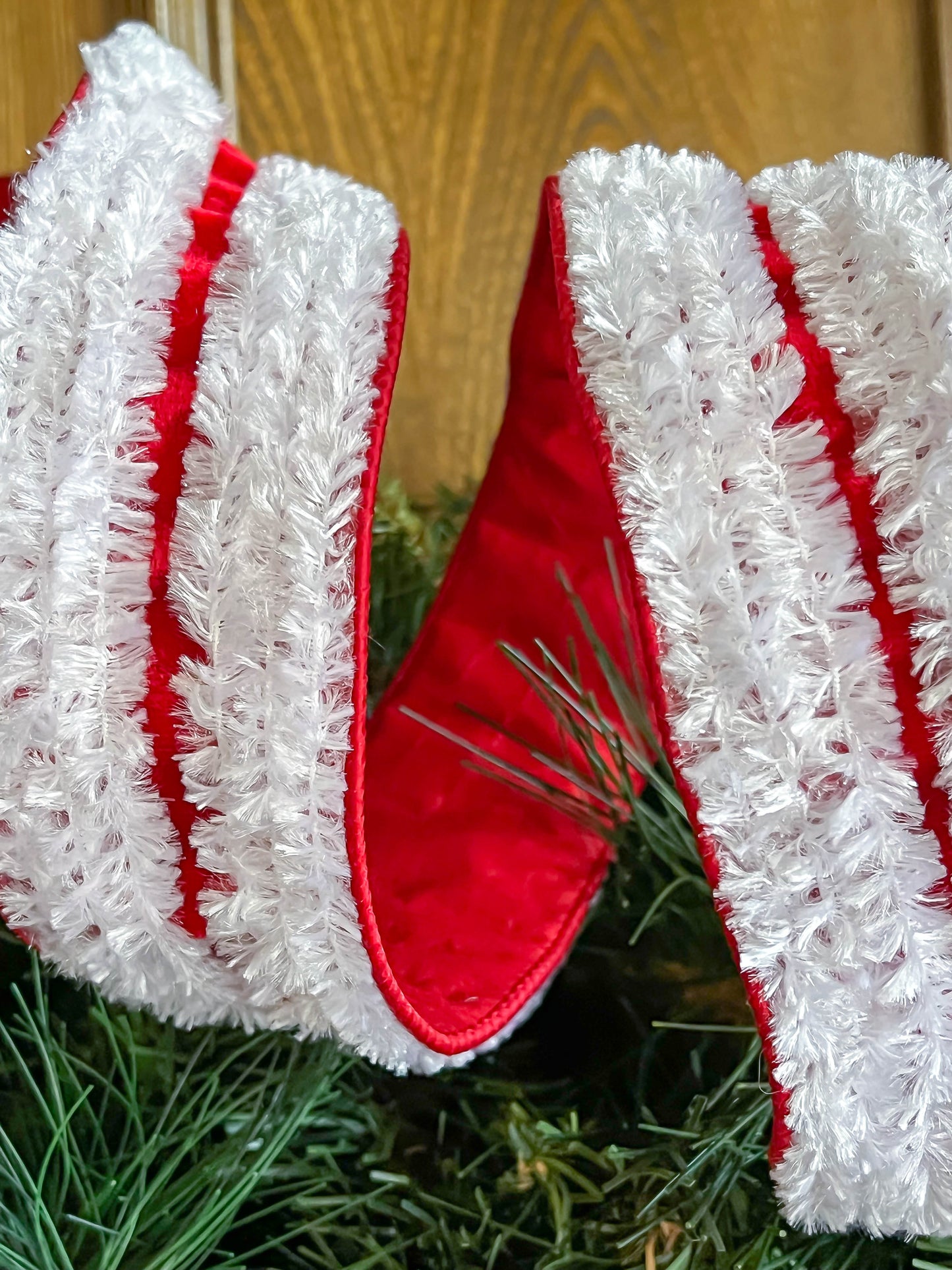 Santa Suit in Red and White Designer WIRED Ribbon by Farrisilk - 2.5 Inches by 10 Yards