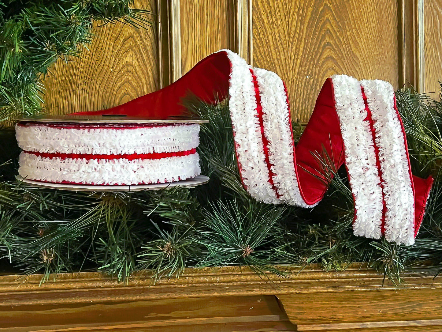 Santa Suit in Red and White Designer WIRED Ribbon by Farrisilk - 2.5 Inches by 10 Yards