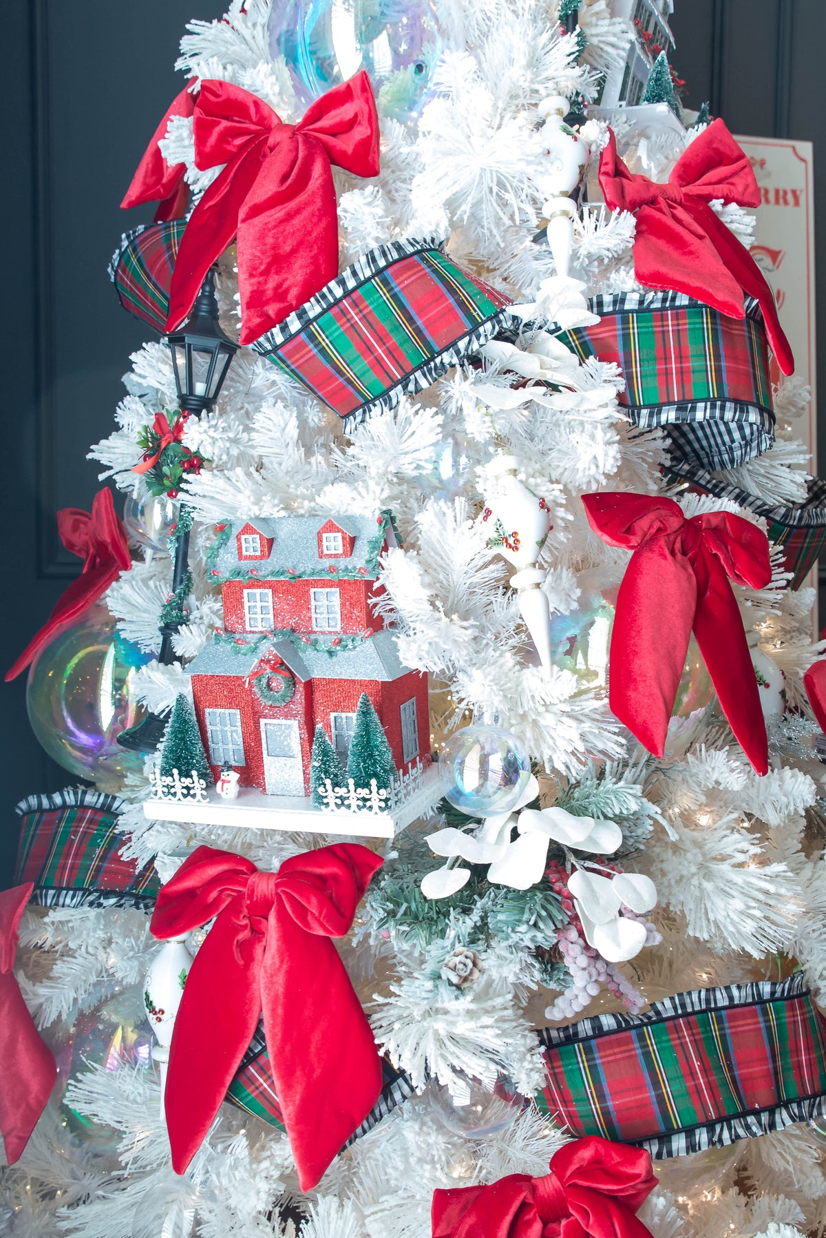 Pair of 8" Holly Pattern Finial Ornament | Traditional Christmas Tree Ornament | Holiday Decor