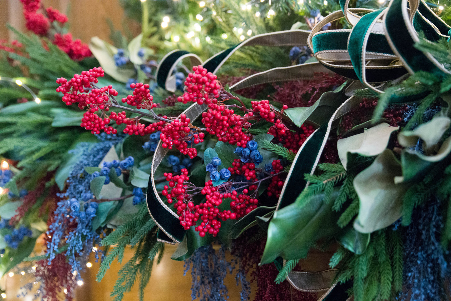 33" Red Berry Spray | Christmas Berry Stem | Holiday Tree & Wreath Greenery