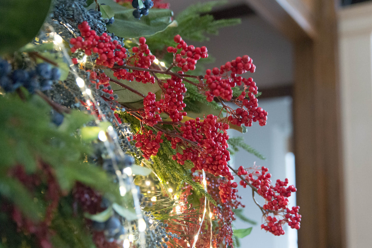 33" Red Berry Spray | Christmas Berry Stem | Holiday Tree & Wreath Greenery